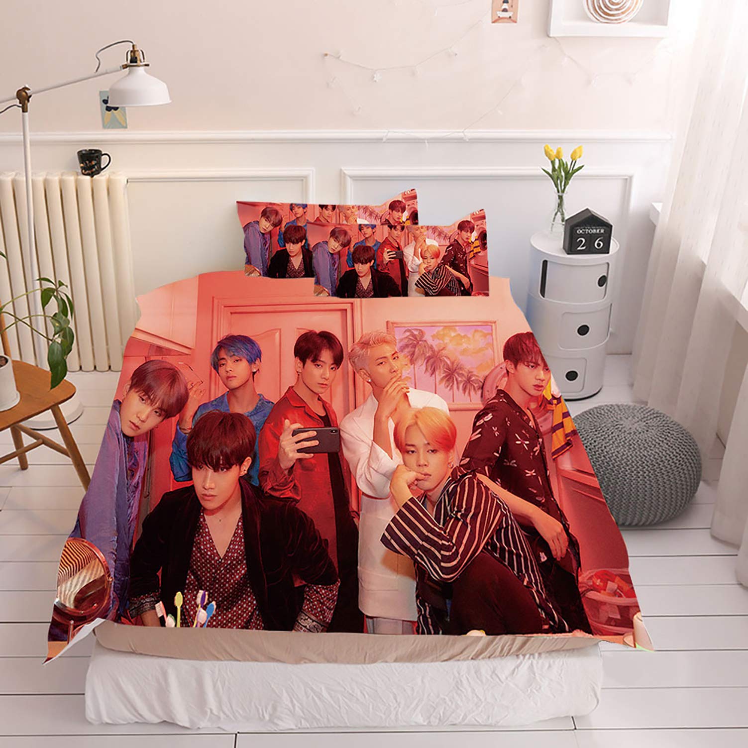 JUNG KOOK Kpop BTS Kit de cama de edredom conjunto de capa de
